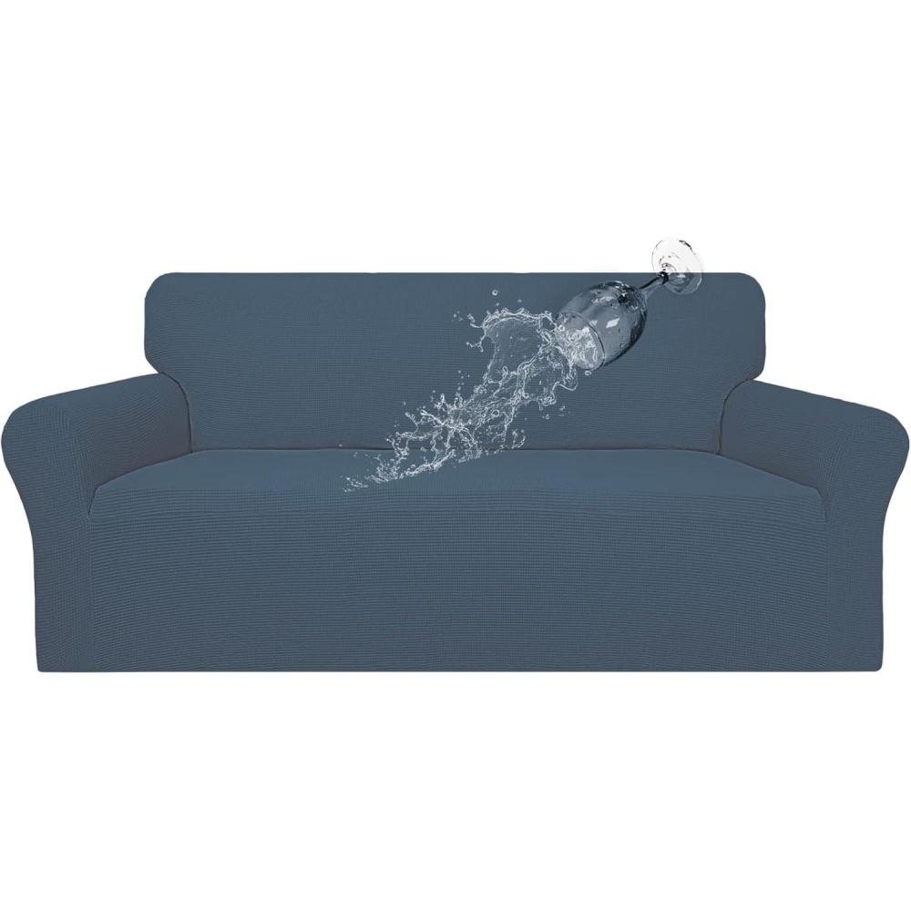image:imageEasyGoing 100 Waterproof Chair Couch Cover Dual Waterproof Sofa Cover Stretch Jacquard Sofa Slipcover Leakproof Furniture Protector for Kids Pets Dog and Cat Chair ChocolateBluestone