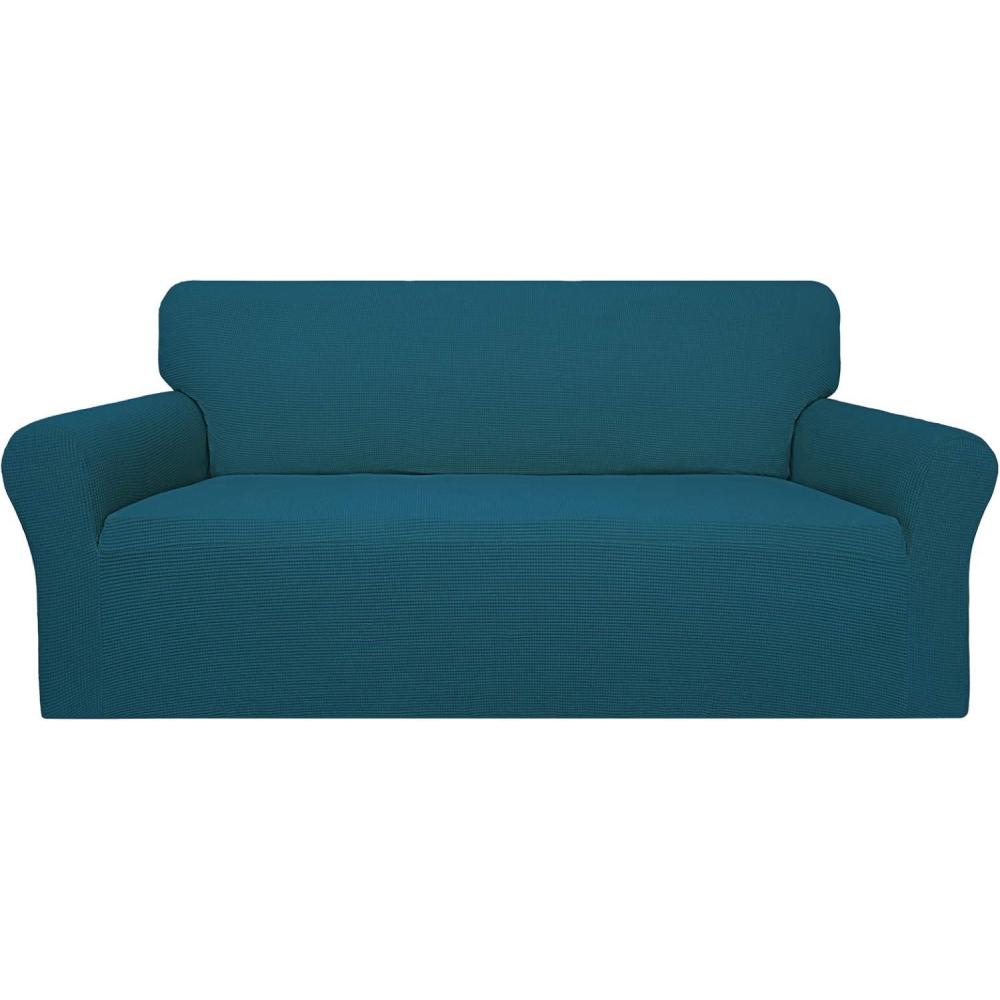 image:imageEasyGoing 100 Waterproof Chair Couch Cover Dual Waterproof Sofa Cover Stretch Jacquard Sofa Slipcover Leakproof Furniture Protector for Kids Pets Dog and Cat Chair ChocolatePeacock Blue