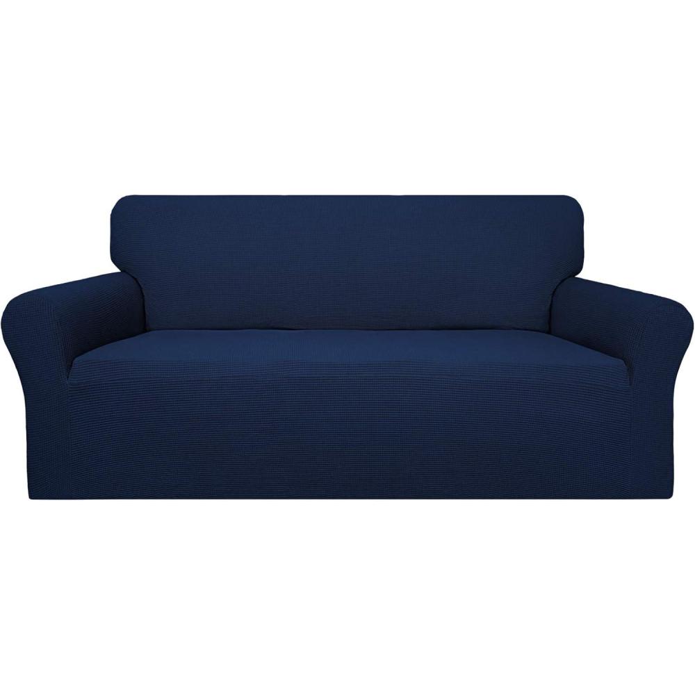 image:imageEasyGoing 100 Waterproof Chair Couch Cover Dual Waterproof Sofa Cover Stretch Jacquard Sofa Slipcover Leakproof Furniture Protector for Kids Pets Dog and Cat Chair ChocolateNavy