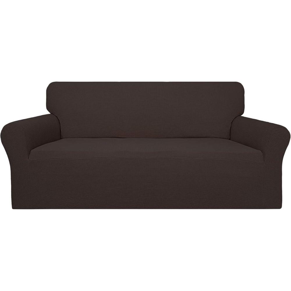 image:imageEasyGoing 100 Waterproof Chair Couch Cover Dual Waterproof Sofa Cover Stretch Jacquard Sofa Slipcover Leakproof Furniture Protector for Kids Pets Dog and Cat Chair ChocolateChocolate