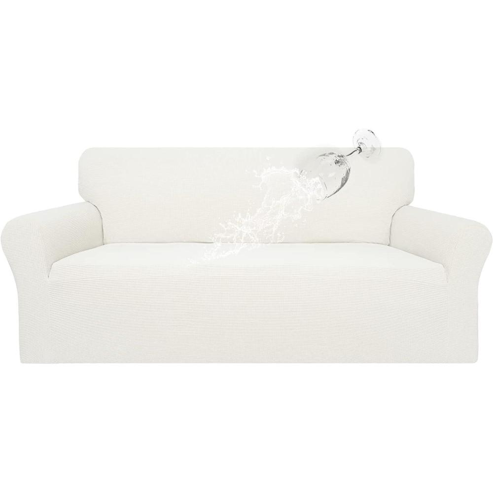 image:imageEasyGoing 100 Waterproof Chair Couch Cover Dual Waterproof Sofa Cover Stretch Jacquard Sofa Slipcover Leakproof Furniture Protector for Kids Pets Dog and Cat Chair ChocolateCream