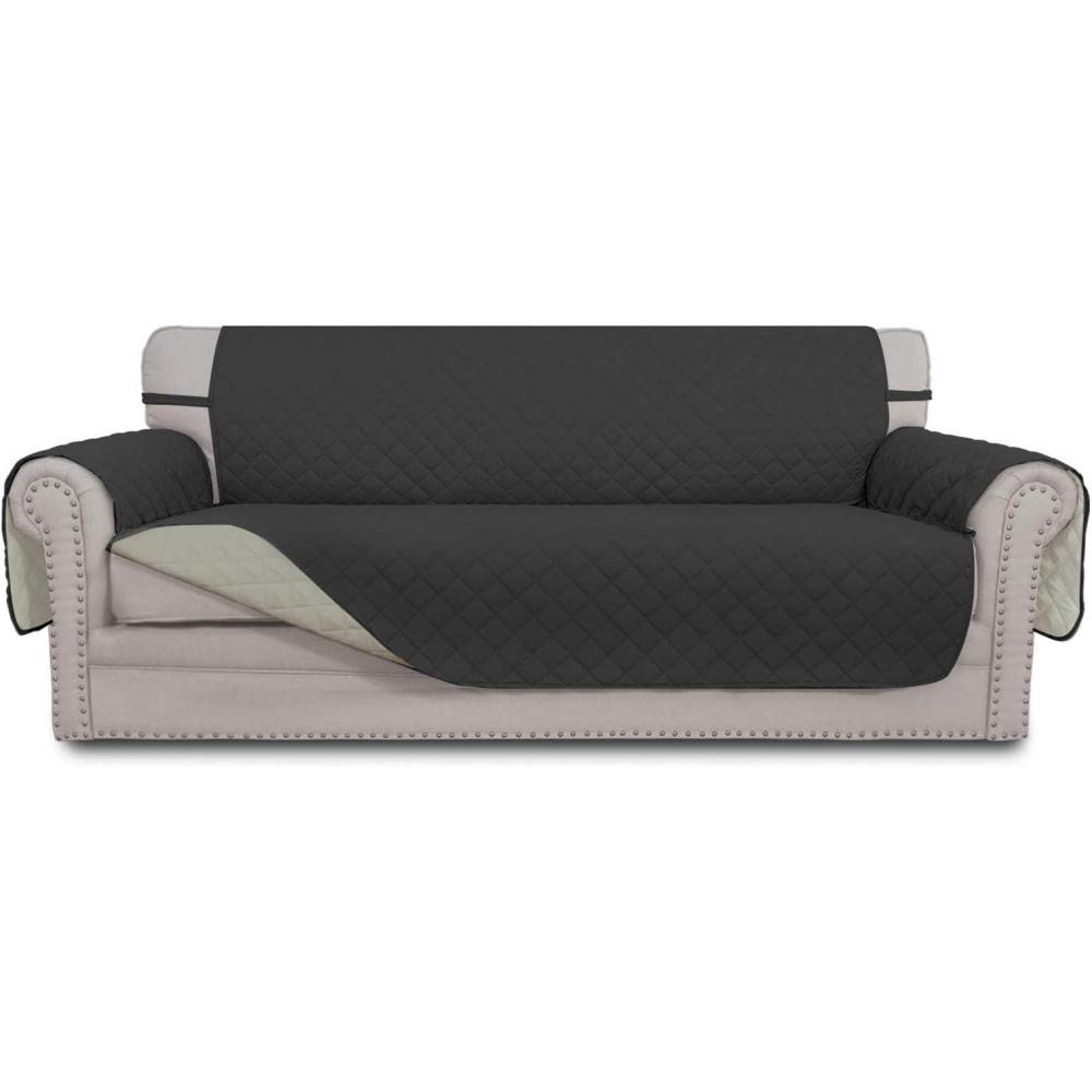 image:imageEasyGoing Reversible Oversized Couch Cover for 3 Cushion Couch Sofa Cover for Dogs Water Resistant Furniture Protector Cover with Foam Sticks for Pet Oversized Sofa GrayLight GrayDarkgrayBeige