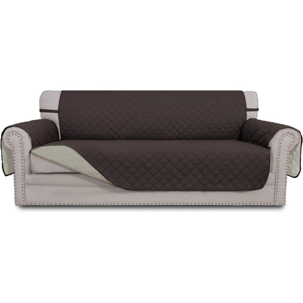 image:imageEasyGoing Reversible Oversized Couch Cover for 3 Cushion Couch Sofa Cover for Dogs Water Resistant Furniture Protector Cover with Foam Sticks for Pet Oversized Sofa GrayLight GrayChocolateBeige