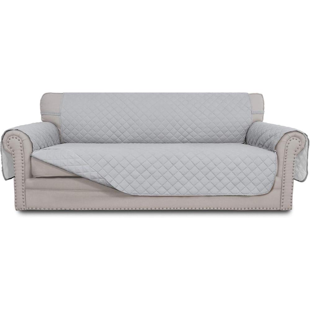 image:imageEasyGoing Reversible Oversized Couch Cover for 3 Cushion Couch Sofa Cover for Dogs Water Resistant Furniture Protector Cover with Foam Sticks for Pet Oversized Sofa GrayLight GrayLight GrayLight Gray