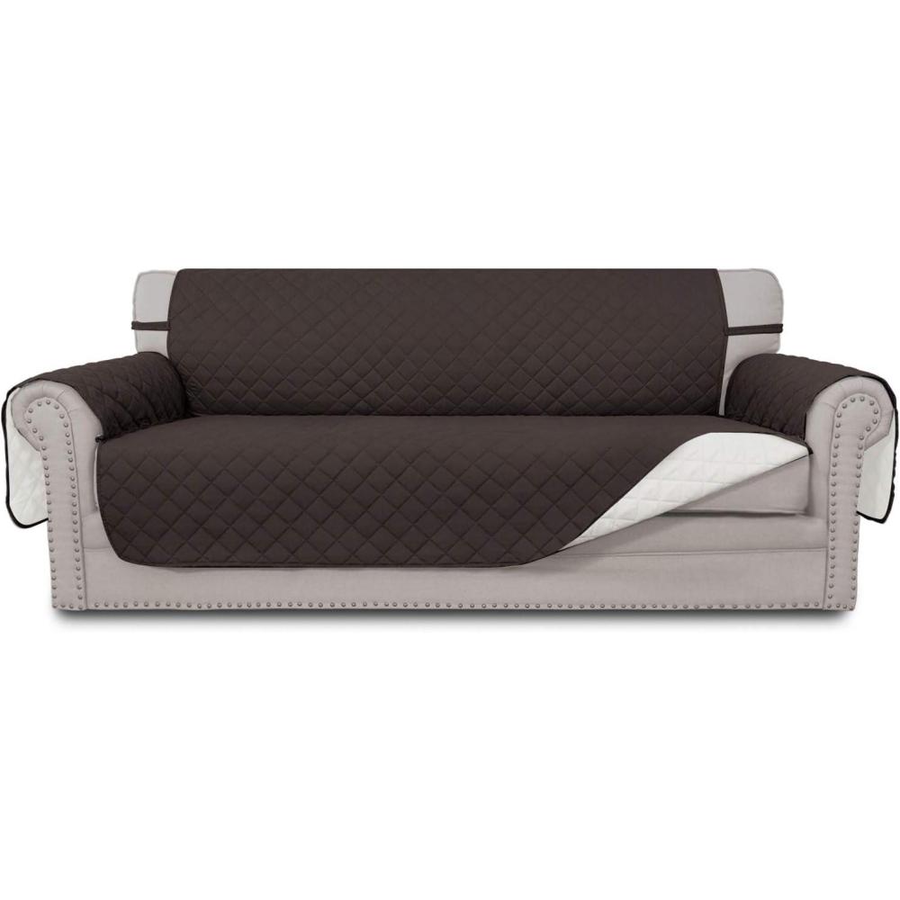 image:imageEasyGoing Reversible Oversized Couch Cover for 3 Cushion Couch Sofa Cover for Dogs Water Resistant Furniture Protector Cover with Foam Sticks for Pet Oversized Sofa GrayLight GrayChocolateIvory