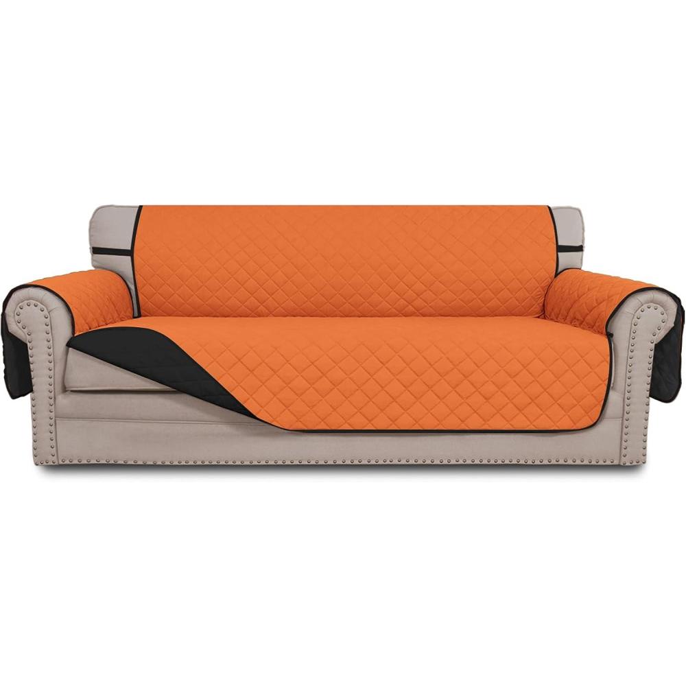 image:imageEasyGoing Reversible Oversized Couch Cover for 3 Cushion Couch Sofa Cover for Dogs Water Resistant Furniture Protector Cover with Foam Sticks for Pet Oversized Sofa GrayLight GrayOrangeBlack