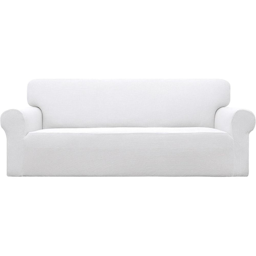 image:imageEasyGoing Stretch Sofa Slipcover 1Piece Sofa Cover Furniture Protector Couch Soft with Elastic Bottom for Kids Polyester Spandex Jacquard Fabric Small Checks Sofa Dark GraySnow White
