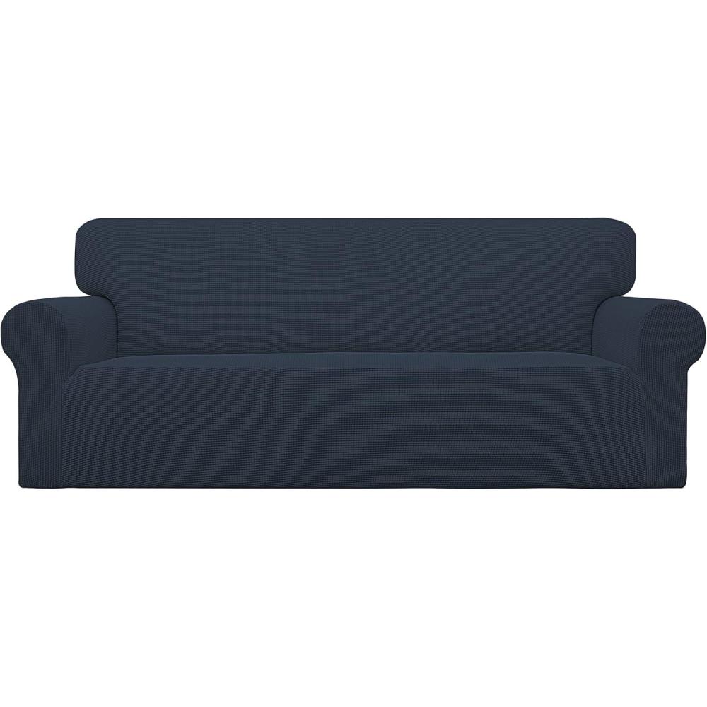 image:imageEasyGoing Stretch Sofa Slipcover 1Piece Sofa Cover Furniture Protector Couch Soft with Elastic Bottom for Kids Polyester Spandex Jacquard Fabric Small Checks Sofa Dark GrayDark Blue