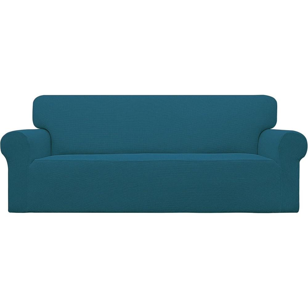 image:imageEasyGoing Stretch Sofa Slipcover 1Piece Sofa Cover Furniture Protector Couch Soft with Elastic Bottom for Kids Polyester Spandex Jacquard Fabric Small Checks Sofa Dark GrayPeacock Blue