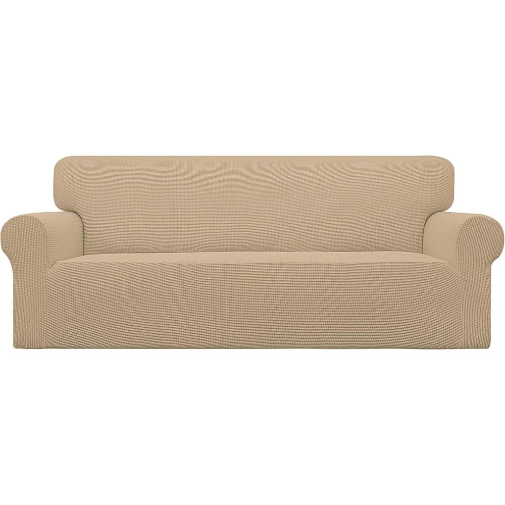 image:imageEasyGoing Stretch Sofa Slipcover 1Piece Sofa Cover Furniture Protector Couch Soft with Elastic Bottom for Kids Polyester Spandex Jacquard Fabric Small Checks Sofa Dark GraySand