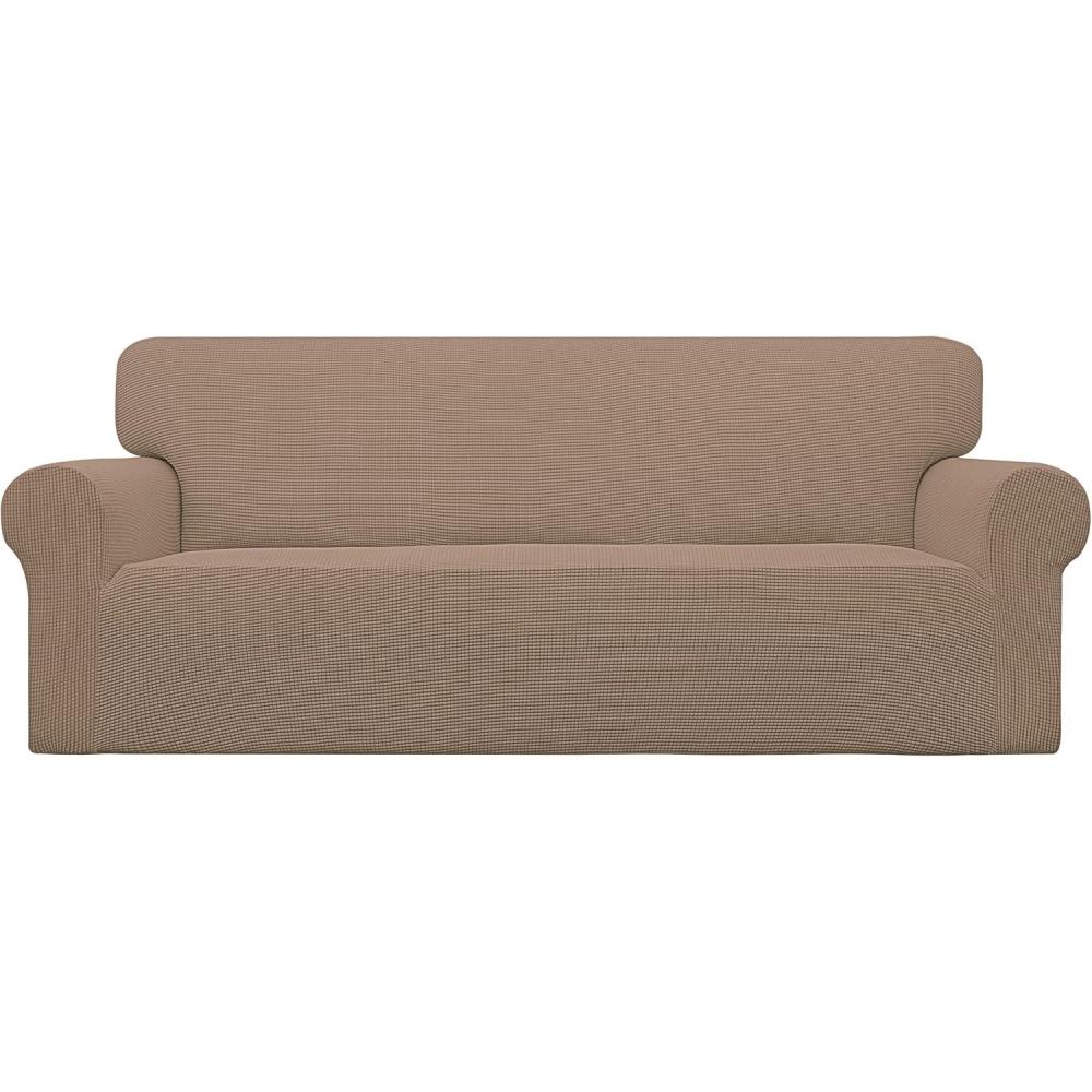 image:imageEasyGoing Stretch Sofa Slipcover 1Piece Sofa Cover Furniture Protector Couch Soft with Elastic Bottom for Kids Polyester Spandex Jacquard Fabric Small Checks Sofa Dark GrayCamel