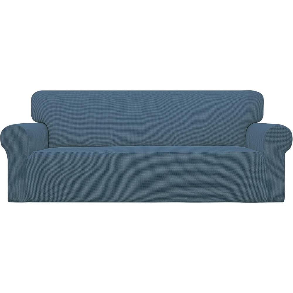 image:imageEasyGoing Stretch Sofa Slipcover 1Piece Sofa Cover Furniture Protector Couch Soft with Elastic Bottom for Kids Polyester Spandex Jacquard Fabric Small Checks Sofa Dark GrayBluestone