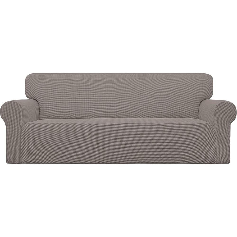 image:imageEasyGoing Stretch Sofa Slipcover 1Piece Sofa Cover Furniture Protector Couch Soft with Elastic Bottom for Kids Polyester Spandex Jacquard Fabric Small Checks Sofa Dark GrayTaupe