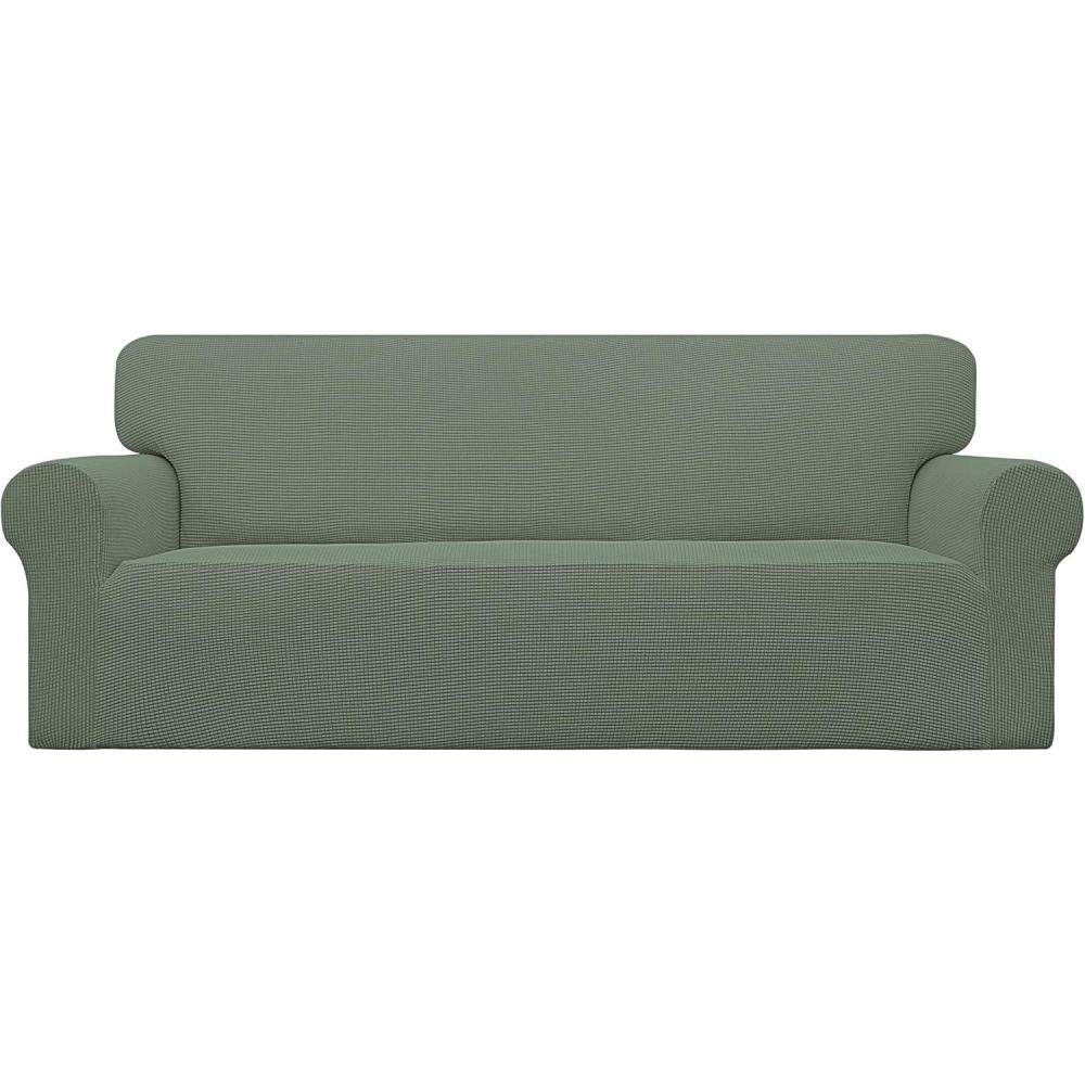 image:imageEasyGoing Stretch Sofa Slipcover 1Piece Sofa Cover Furniture Protector Couch Soft with Elastic Bottom for Kids Polyester Spandex Jacquard Fabric Small Checks Sofa Dark GrayGreyish Green