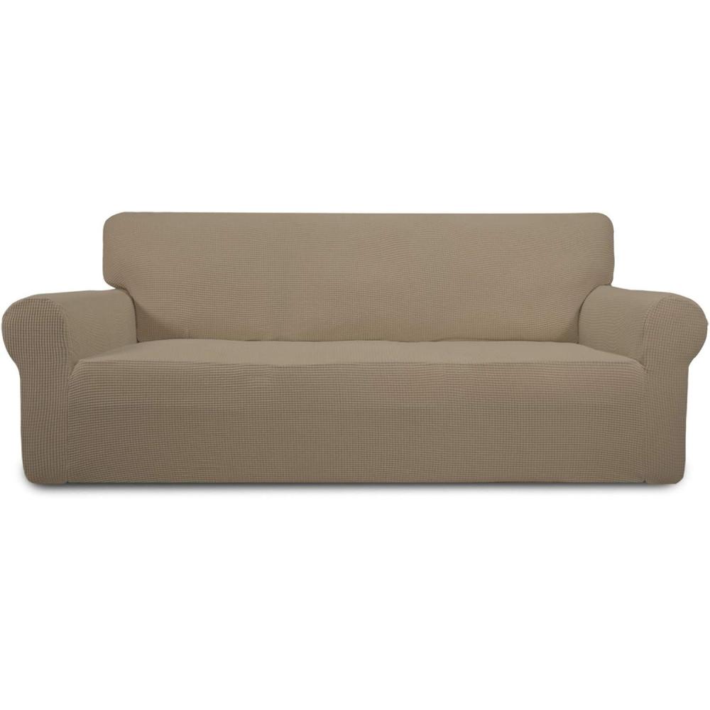 image:imageEasyGoing Stretch Sofa Slipcover 1Piece Sofa Cover Furniture Protector Couch Soft with Elastic Bottom for Kids Polyester Spandex Jacquard Fabric Small Checks Sofa Dark GrayNatural
