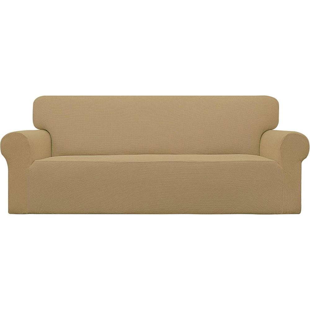 image:imageEasyGoing Stretch Sofa Slipcover 1Piece Sofa Cover Furniture Protector Couch Soft with Elastic Bottom for Kids Polyester Spandex Jacquard Fabric Small Checks Sofa Dark GrayGolden