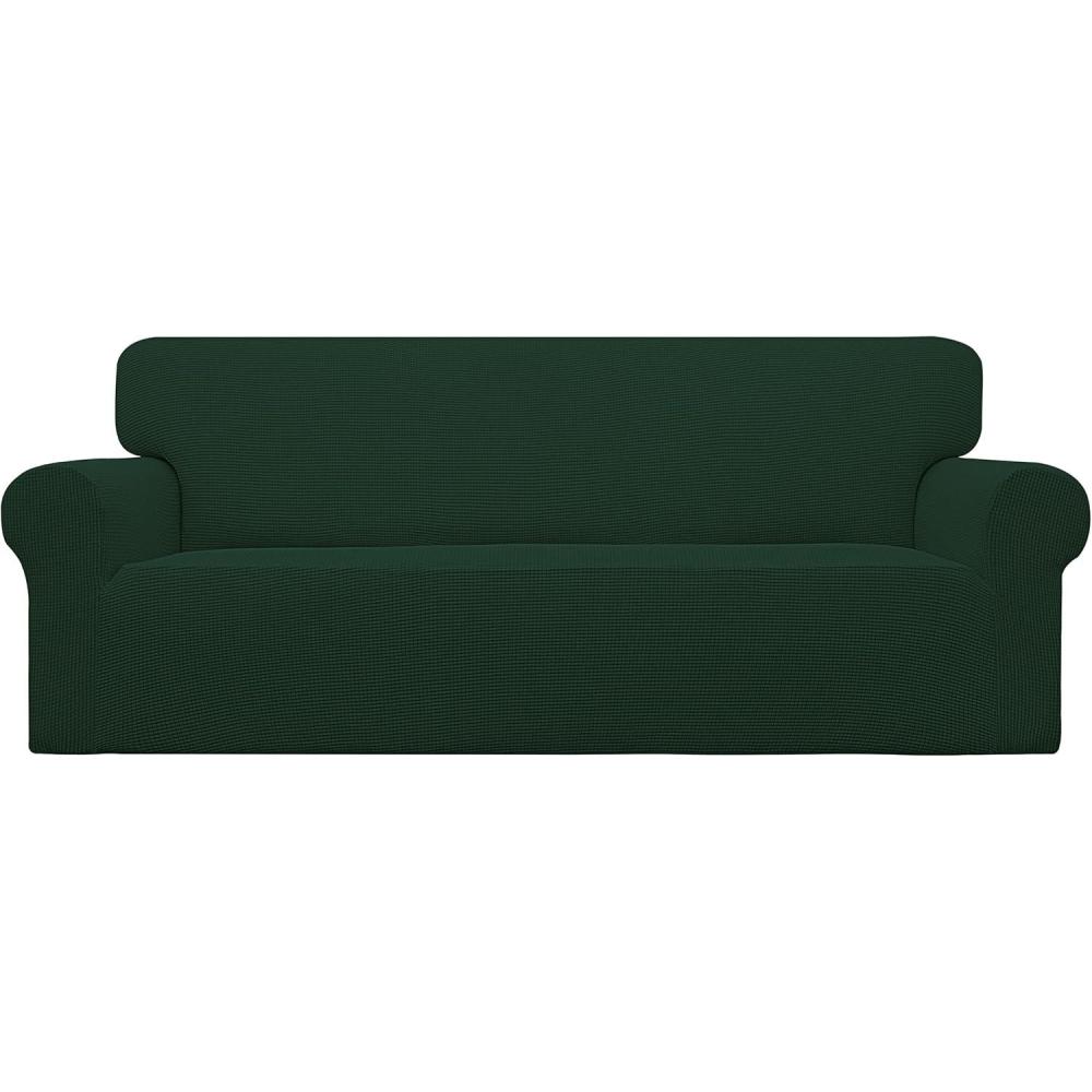 image:imageEasyGoing Stretch Sofa Slipcover 1Piece Sofa Cover Furniture Protector Couch Soft with Elastic Bottom for Kids Polyester Spandex Jacquard Fabric Small Checks Sofa Dark GrayDark Green
