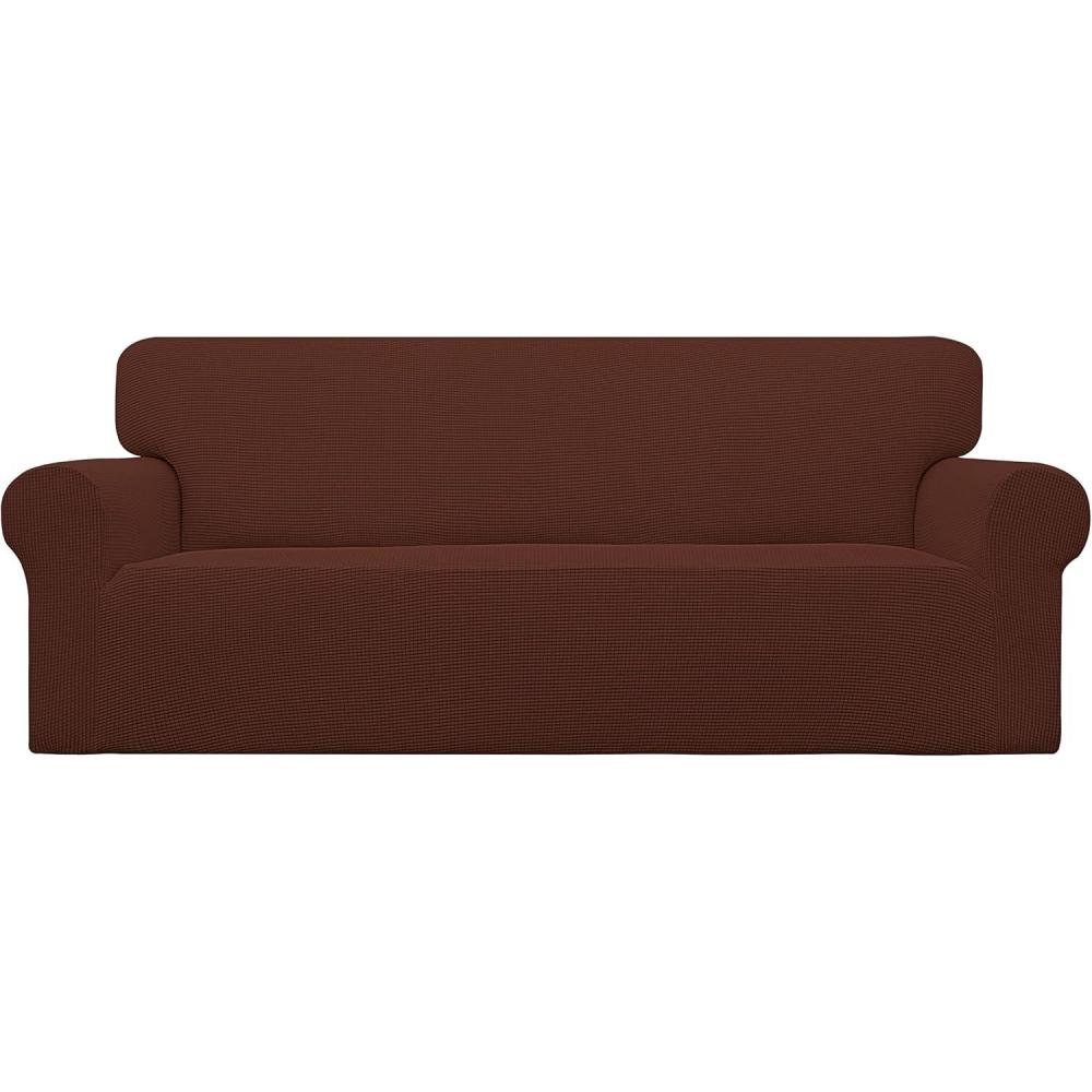 image:imageEasyGoing Stretch Sofa Slipcover 1Piece Sofa Cover Furniture Protector Couch Soft with Elastic Bottom for Kids Polyester Spandex Jacquard Fabric Small Checks Sofa Dark GrayCoffee