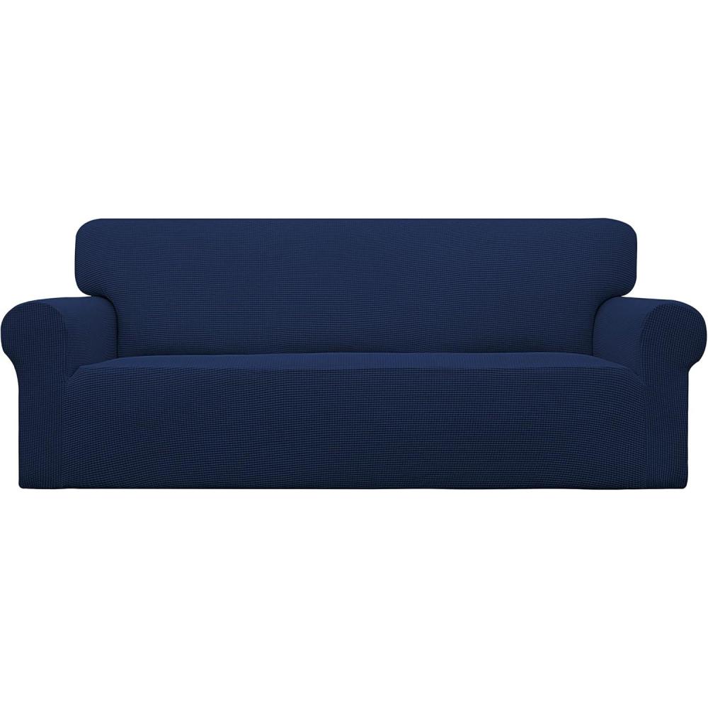image:imageEasyGoing Stretch Sofa Slipcover 1Piece Sofa Cover Furniture Protector Couch Soft with Elastic Bottom for Kids Polyester Spandex Jacquard Fabric Small Checks Sofa Dark GrayNavy
