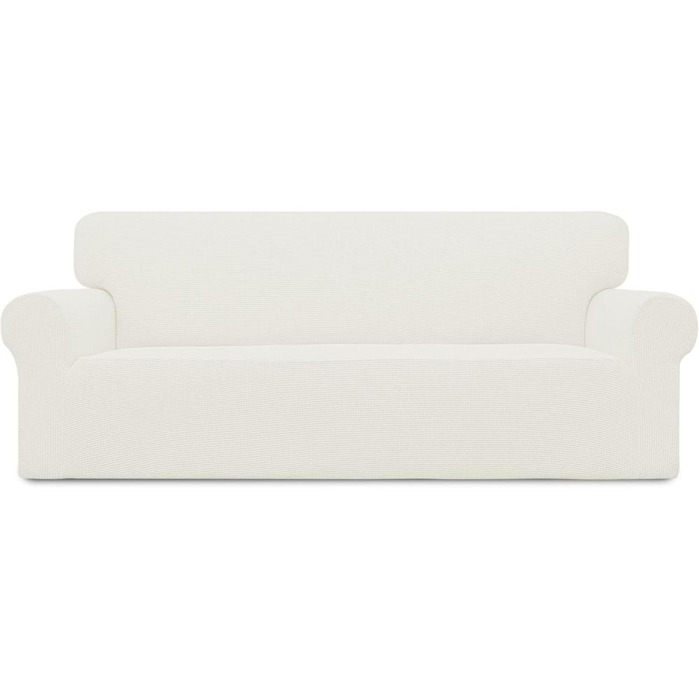 image:imageEasyGoing Stretch Sofa Slipcover 1Piece Sofa Cover Furniture Protector Couch Soft with Elastic Bottom for Kids Polyester Spandex Jacquard Fabric Small Checks Sofa Dark GrayCream