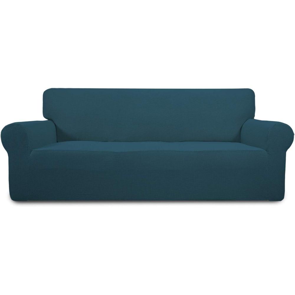 image:imageEasyGoing Stretch Sofa Slipcover 1Piece Sofa Cover Furniture Protector Couch Soft with Elastic Bottom for Kids Polyester Spandex Jacquard Fabric Small Checks Sofa Dark GrayDeep Teal