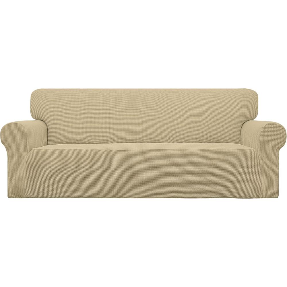 image:imageEasyGoing Stretch Sofa Slipcover 1Piece Sofa Cover Furniture Protector Couch Soft with Elastic Bottom for Kids Polyester Spandex Jacquard Fabric Small Checks Sofa Dark GrayBeige