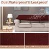 Easy-Going 100% Waterproof Chair Couch Cover, Dual Waterproof Sofa Cover, Stretch Jacquard Sofa Slipcover, Leakproof Furniture Protector for Kids, Pets, Dog and Cat (Chair, Chocolate)(Wine)