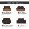Easy-Going 8 Pieces Microfiber Stretch Sectional Recliner Sofa Slipcover Soft Fitted Fleece 3 Seats Couch Cover Washable Furniture Protector with Elasticity for Kids Pet(Recliner Sofa, Chocolate)(Chocolate)