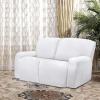 Easy-Going 8 Pieces Microfiber Stretch Sectional Recliner Sofa Slipcover Soft Fitted Fleece 3 Seats Couch Cover Washable Furniture Protector with Elasticity for Kids Pet(Recliner Sofa, Chocolate)(Snow White)