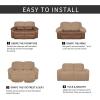 Easy-Going 8 Pieces Microfiber Stretch Sectional Recliner Sofa Slipcover Soft Fitted Fleece 3 Seats Couch Cover Washable Furniture Protector with Elasticity for Kids Pet(Recliner Sofa, Chocolate)(Camel)