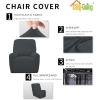 Easy-Going 8 Pieces Microfiber Stretch Sectional Recliner Sofa Slipcover Soft Fitted Fleece 3 Seats Couch Cover Washable Furniture Protector with Elasticity for Kids Pet(Recliner Sofa, Chocolate)(New Grey)