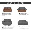 Easy-Going 8 Pieces Microfiber Stretch Sectional Recliner Sofa Slipcover Soft Fitted Fleece 3 Seats Couch Cover Washable Furniture Protector with Elasticity for Kids Pet(Recliner Sofa, Chocolate)(Grey)