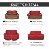 Easy-Going 8 Pieces Microfiber Stretch Sectional Recliner Sofa Slipcover Soft Fitted Fleece 3 Seats Couch Cover Washable Furniture Protector with Elasticity for Kids Pet(Recliner Sofa, Chocolate)(Christmas Red)
