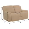 Easy-Going 8 Pieces Microfiber Stretch Sectional Recliner Sofa Slipcover Soft Fitted Fleece 3 Seats Couch Cover Washable Furniture Protector with Elasticity for Kids Pet(Recliner Sofa, Chocolate)(Ivory)