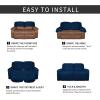 Easy-Going 8 Pieces Microfiber Stretch Sectional Recliner Sofa Slipcover Soft Fitted Fleece 3 Seats Couch Cover Washable Furniture Protector with Elasticity for Kids Pet(Recliner Sofa, Chocolate)(Navy)