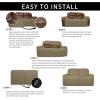 Easy-Going 8 Pieces Microfiber Stretch Sectional Recliner Sofa Slipcover Soft Fitted Fleece 3 Seats Couch Cover Washable Furniture Protector with Elasticity for Kids Pet(Recliner Sofa, Chocolate)(Dark Linen)