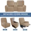 Easy-Going Stretch Recliner Loveseat Cover with Center Console Sofa Slipcover Soft Fitted Fleece 2 Seats Couch with Holder and Storage Washable Furniture Protector Chocolate(Camel)