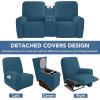 Easy-Going Stretch Recliner Loveseat Cover with Center Console Sofa Slipcover Soft Fitted Fleece 2 Seats Couch with Holder and Storage Washable Furniture Protector Chocolate(Peacock Blue)