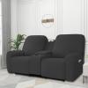 Easy-Going Stretch Recliner Loveseat Cover with Center Console Sofa Slipcover Soft Fitted Fleece 2 Seats Couch with Holder and Storage Washable Furniture Protector Chocolate(Dark Gray)