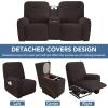 Easy-Going Stretch Recliner Loveseat Cover with Center Console Sofa Slipcover Soft Fitted Fleece 2 Seats Couch with Holder and Storage Washable Furniture Protector Chocolate(Chocolate)