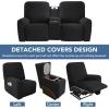 Easy-Going Stretch Recliner Loveseat Cover with Center Console Sofa Slipcover Soft Fitted Fleece 2 Seats Couch with Holder and Storage Washable Furniture Protector Chocolate(Black)