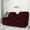 Easy-Going Stretch Recliner Loveseat Cover with Center Console Sofa Slipcover Soft Fitted Fleece 2 Seats Couch with Holder and Storage Washable Furniture Protector Chocolate(Wine)
