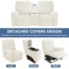 Easy-Going Stretch Recliner Loveseat Cover with Center Console Sofa Slipcover Soft Fitted Fleece 2 Seats Couch with Holder and Storage Washable Furniture Protector Chocolate(Ivory)