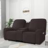 Easy-Going Stretch Recliner Loveseat Cover with Center Console Sofa Slipcover Soft Fitted Fleece 2 Seats Couch with Holder and Storage Washable Furniture Protector Chocolate(Chocolate)