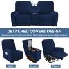 Easy-Going Stretch Recliner Loveseat Cover with Center Console Sofa Slipcover Soft Fitted Fleece 2 Seats Couch with Holder and Storage Washable Furniture Protector Chocolate(Navy)