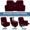 Easy-Going Stretch Recliner Loveseat Cover with Center Console Sofa Slipcover Soft Fitted Fleece 2 Seats Couch with Holder and Storage Washable Furniture Protector Chocolate(Wine)