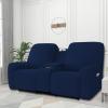 Easy-Going Stretch Recliner Loveseat Cover with Center Console Sofa Slipcover Soft Fitted Fleece 2 Seats Couch with Holder and Storage Washable Furniture Protector Chocolate(Navy)