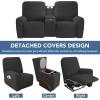Easy-Going Stretch Recliner Loveseat Cover with Center Console Sofa Slipcover Soft Fitted Fleece 2 Seats Couch with Holder and Storage Washable Furniture Protector Chocolate(Dark Gray)