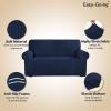 Easy-Going Stretch Sofa Slipcover 1-Piece Sofa Cover Furniture Protector Couch Soft with Elastic Bottom for Kids, Polyester Spandex Jacquard Fabric Small Checks (Sofa, Dark Gray)(Navy)