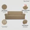 Easy-Going Stretch Sofa Slipcover 1-Piece Sofa Cover Furniture Protector Couch Soft with Elastic Bottom for Kids, Polyester Spandex Jacquard Fabric Small Checks (Sofa, Dark Gray)(Tan)